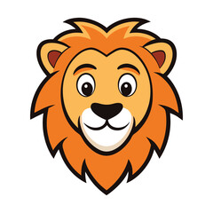 A charming lion face mascot logo featuring a playful expression, soft rounded features, and a fluffy mane, perfect for branding that evokes warmth, fun, and approachability.