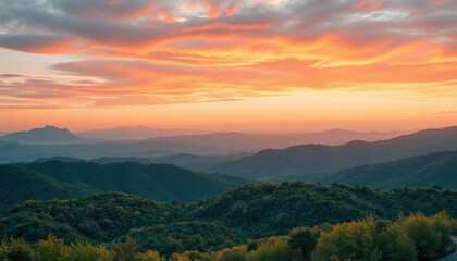 Fototapeta premium Majestic Mountain Range Sunset Landscape