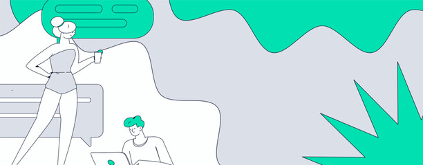 Communicate with consultants flat vector character concept operation hand drawn illustration
