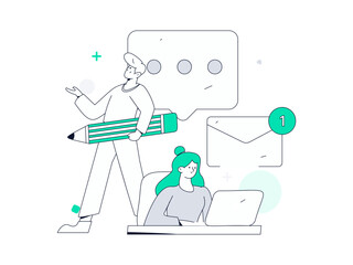 Communicate with consultants flat vector character concept operation hand drawn illustration
