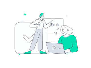 Communicate with consultants flat vector character concept operation hand drawn illustration
