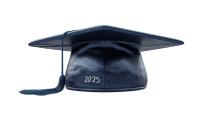 black graduation cap isolated on transparent background 