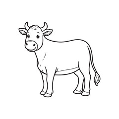 Artistic cow logo icon line art vector illustration with detailed horns and head