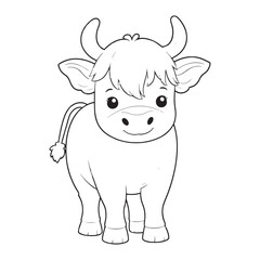 Artistic cow logo icon line art vector illustration with detailed horns and head