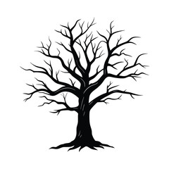 Tree Black Silhouette - Elegant Nature Vector Illustration