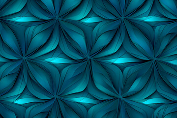 Classic Blue Kaleidoscope Star Pattern on Teal Background for Home Decor, Branding, Packaging, Textile Design, Digital Art, Ads, Social Media, Stationery