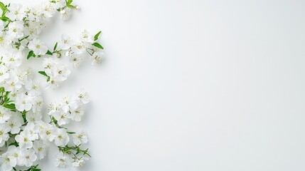 White blossoms border on white background.