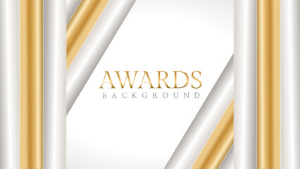 Awards background with gold and silver ribbons, perfect for ceremonies, certificates, presentations, and promotions. Modern and luxurious design exuding prestige and professionalism