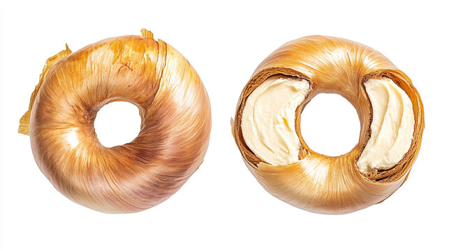 Unique onion bagel creation showcasing a distinctive golden-brown appearance. 