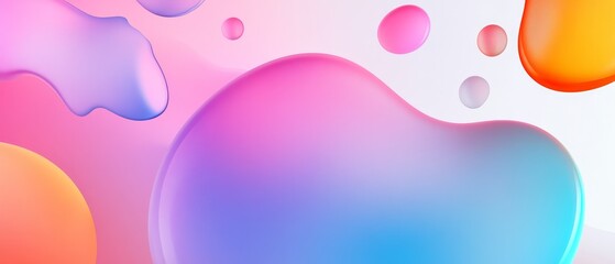Abstract colorful liquid shapes with gradients on a light background.