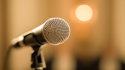 Artistic shot of a microphone in focus
