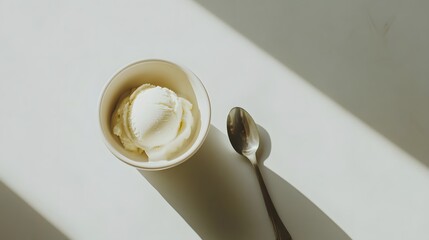 Delicious ice cream treat bright kitchen food photography minimalist style top view sweet indulgence