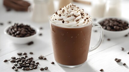 Savoring a delicious chocolate coffee drink cozy home setting close-up beverage photography warm atmosphere for ultimate comfort