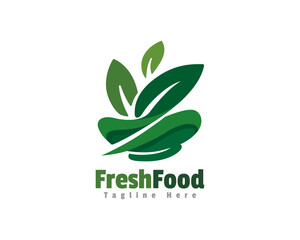 Fresh food eco nature herbal logo design template illustration inspiration