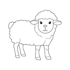 sheep line art vector, Sheep silhouette isolated on white background. Vector illustration