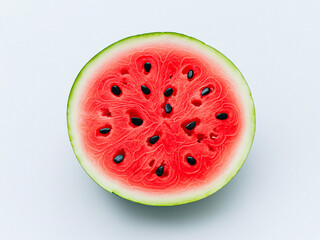 Sliced watermelon with black seeds, on a white background 