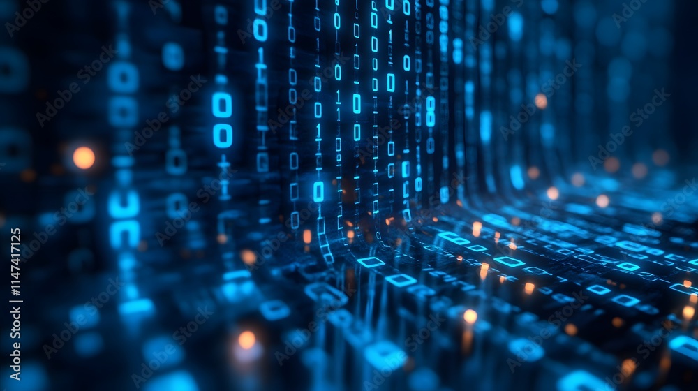 Poster data streaming visualization digital space graphic design abstract environment close-up view technol