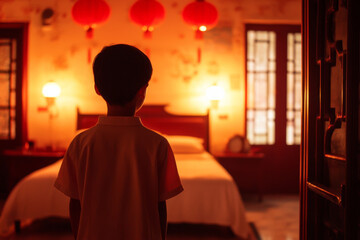 Naklejka premium Chinese new year festival celebrating traditions in a cozy home environment