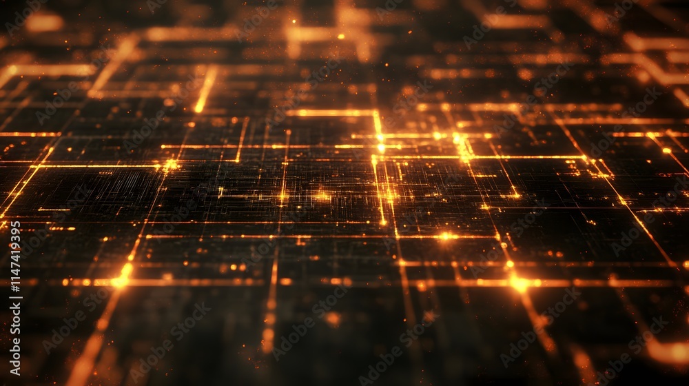 Poster dynamic technology visualization digital space abstract art interactive environment aerial view mode