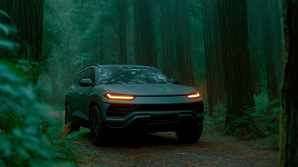 car in the forest