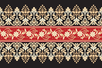 Damask pattern background Geometric ethnic oriental ikat seamless pattern traditional Design for background, carpet, wallpaper, clothing, wrapping, Batik, fabric, illustration embroidery.