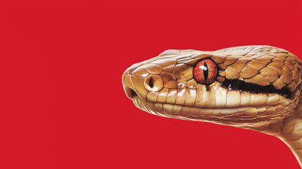 Snake isolated on red background