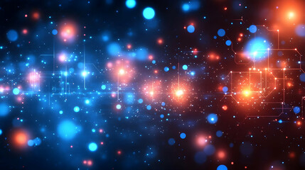 Abstract Glowing Network: Digital Nodes Shine Brightly