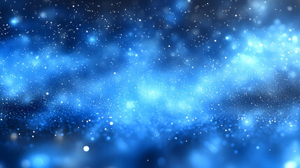 Glowing Blue Particles Shimmering and Dancing in Space, Abstract Background