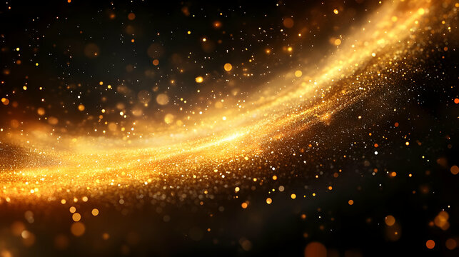 Golden Glitter: Shimmering Particles Flowing Dynamically