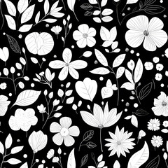 floral flower and leaf elements modern doodle illustrator seamless pattern for wallpaper or background