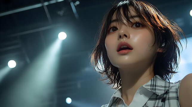 Stage Lights Illuminate Singer's Passionate Performance