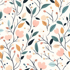 floral flower and leaf elements modern doodle illustrator seamless pattern for wallpaper or background