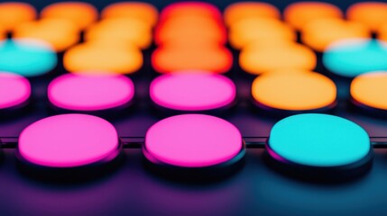 Colorful Circular Shapes Arrangement with Bright Neon Colors