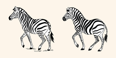 Obraz premium Abstract illustration featuring two monochrome zebra silhouettes vector