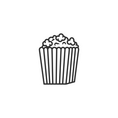 Outline Styled Illustration of a Popcorn Box Isolated on a White Background