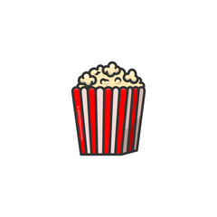 Cartoon Styled Illustration of a Popcorn Box Isolated on a White Background