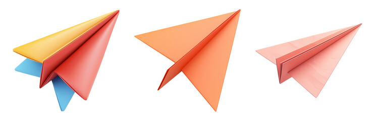 Paper Airplanes in Different Shades Isolated on transparent background