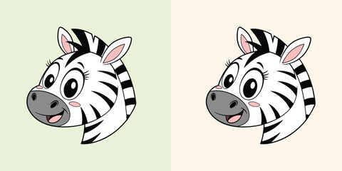 Cute baby zebra head vector with charming black and white stripes, perfect for playful designs and illustrations.
