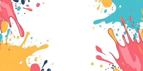 Colorful paint splashes create a vibrant abstract design