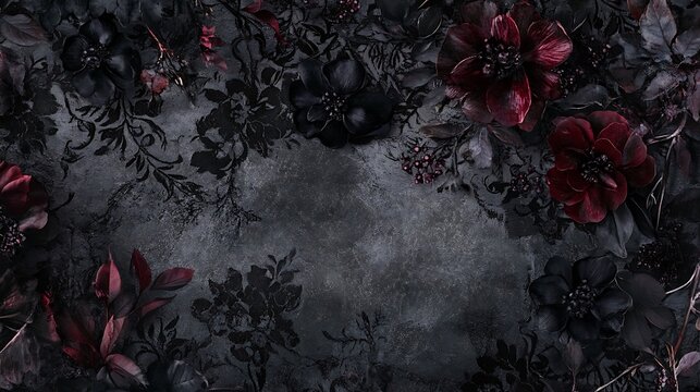Dark Floral Arrangement On Textured Background