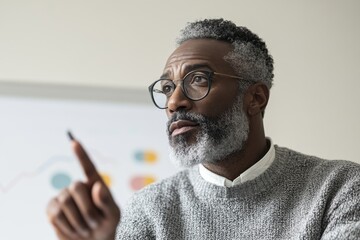 Thoughtful Black Financial Advisor Explaining Retirement Investment Strategies in Professional Setting