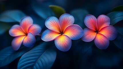 Obraz premium Bold Neon Flowers Stunning Bright Colors Nighttime Mood Impactful Design Illustration