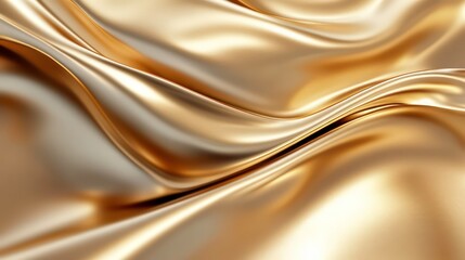 Fototapeta premium Abstract gold fabric waves, luxurious silk texture, elegant flowing folds.