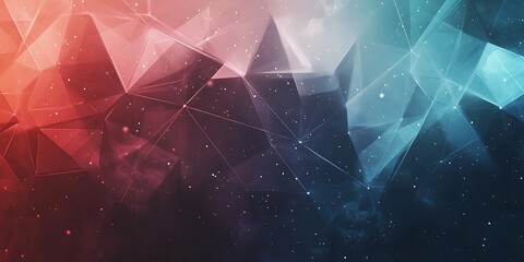 Abstract Polygonal Network Design Red Blue Hues