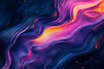 Fototapeta premium Neon-colored abstract swirls, illuminating a deep black background, with light spreading softly.