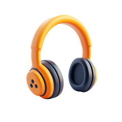 Naklejka premium Bright Orange and Black Stylish Headphones Design Isolated on transparent background