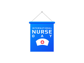 Fototapeta premium international nurse day text with nurse cap hanging banner 