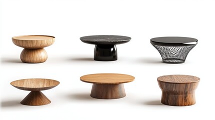 Round Conference Table On White Background Rotates 360 Degrees. 