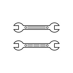 spanner wrench key tool vector line icon set isolated 