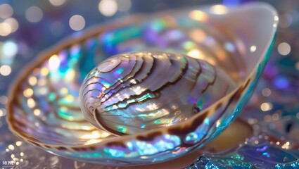 close up shot the iridescent of abalone shell texture background